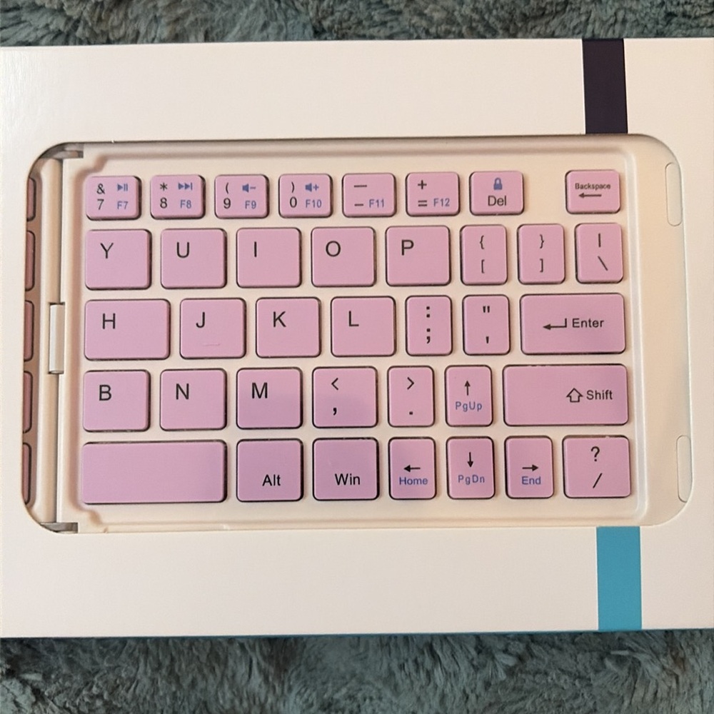 Bluetooth Foldable Pink and White Keyboard